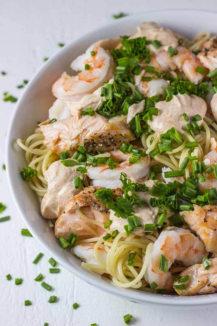 Salmon & Shrimp Pasta - Diabetes Strong