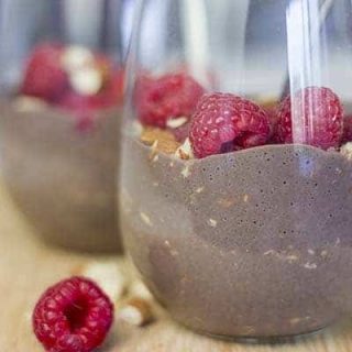 High Protein Chocolate Overnight Oats with Almond Milk