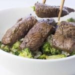 Marinated steak and broccoli