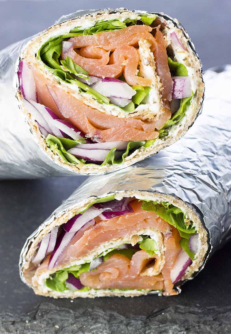 Smoked salmon & cream cheese wraps