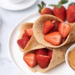 pancakes with berries and peanut butter