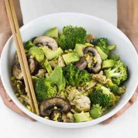 Bowl of turkey stir-fry with broccoli