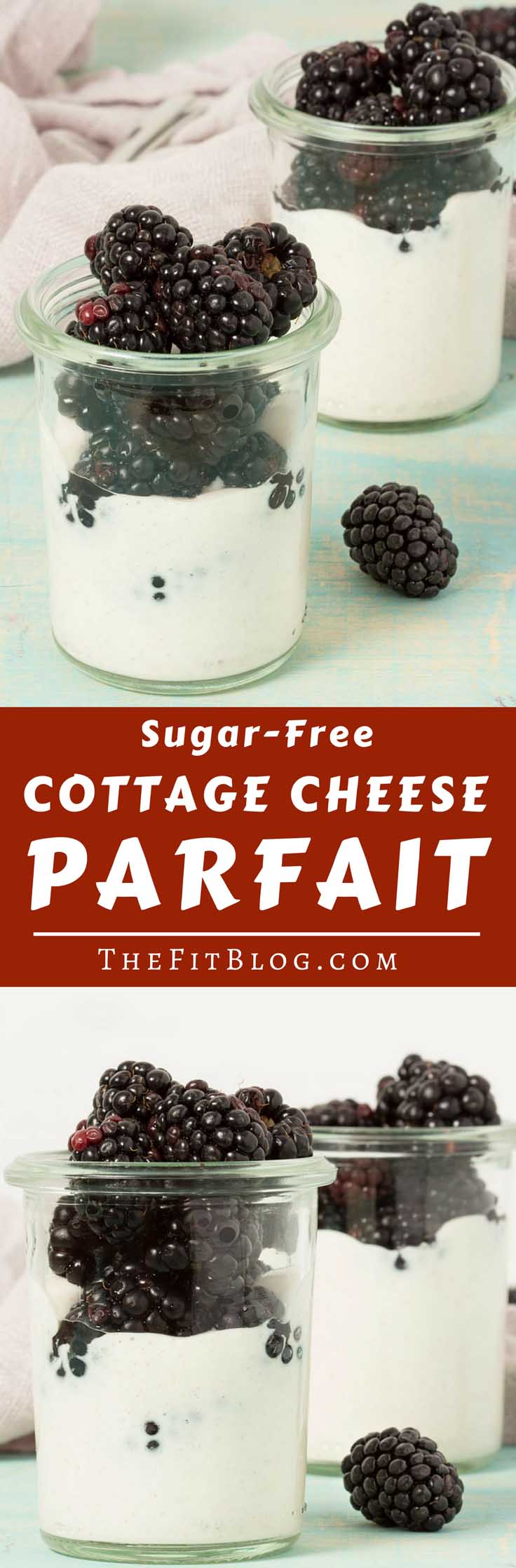 Berries and cottage cheese come together perfectly in this easy and healthy, no sugar added Cottage Cheese Parfait (high protein, diabetes friendly)
