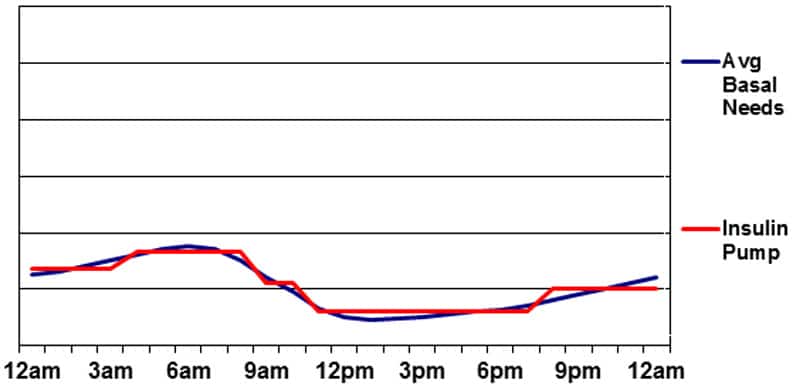 Basal insulin supplied by Insulin Pump Therapy