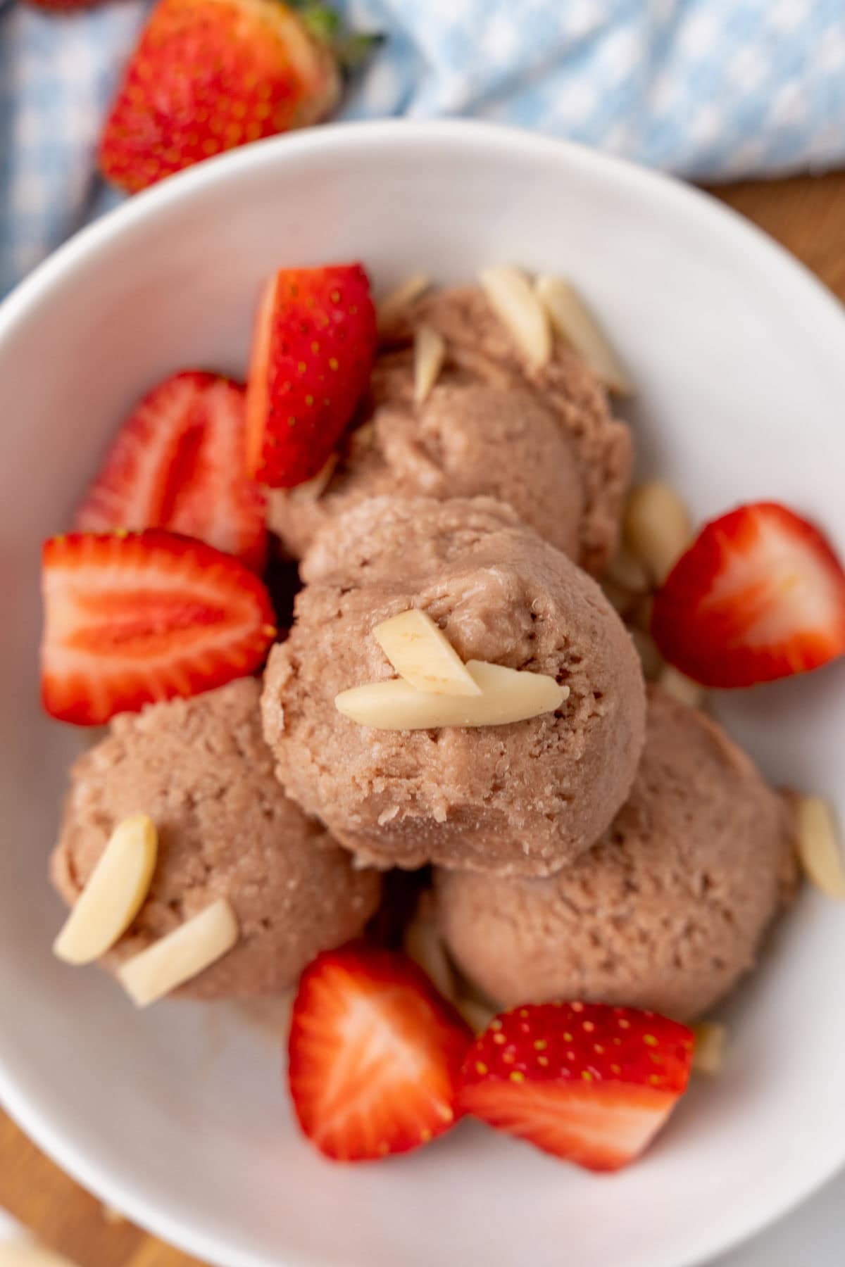 Bowl of ice cream seen from above