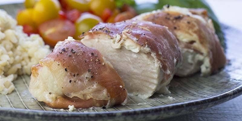 Chicken breast in Serrano ham