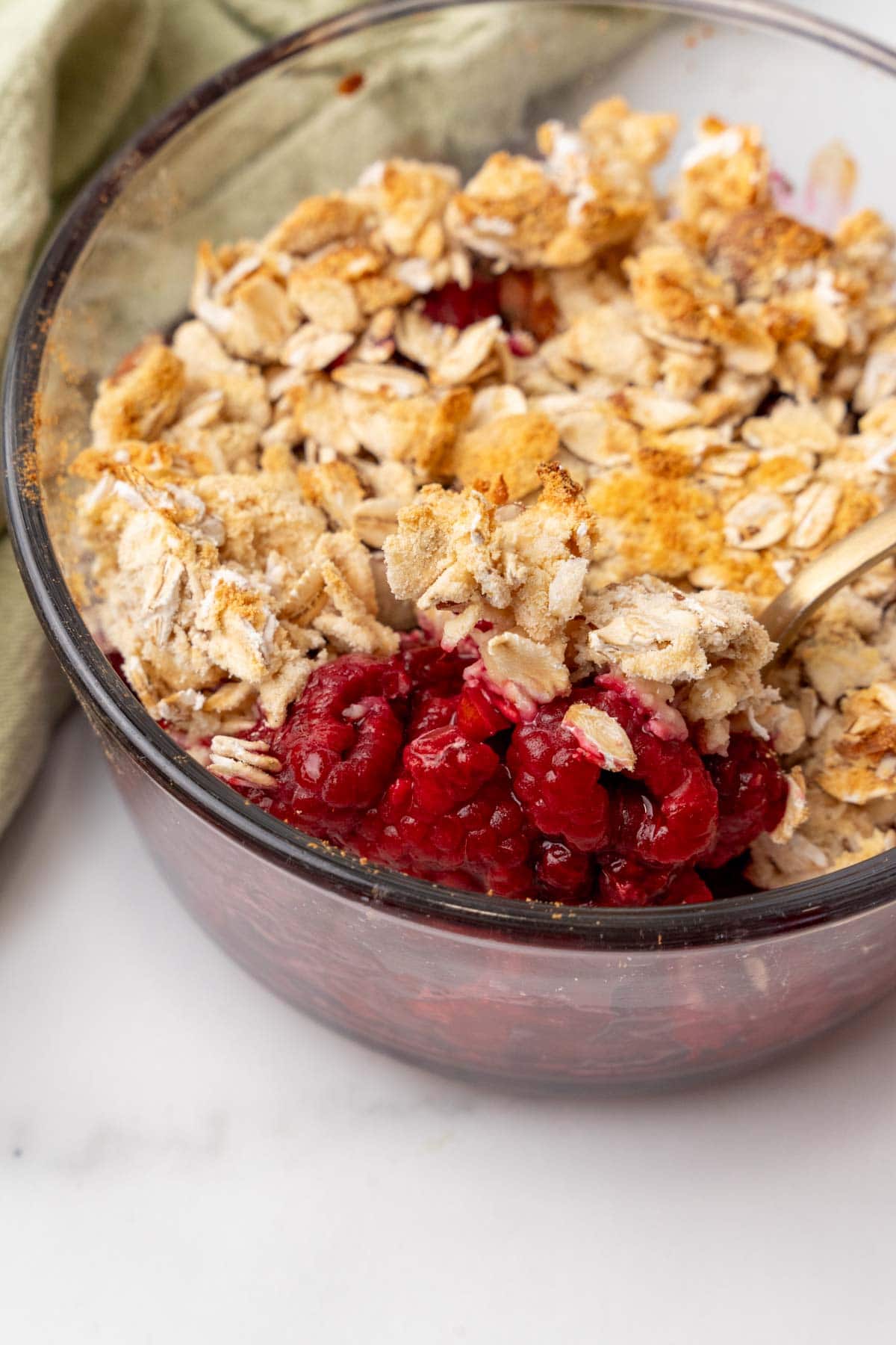 Close-up of the crumble 