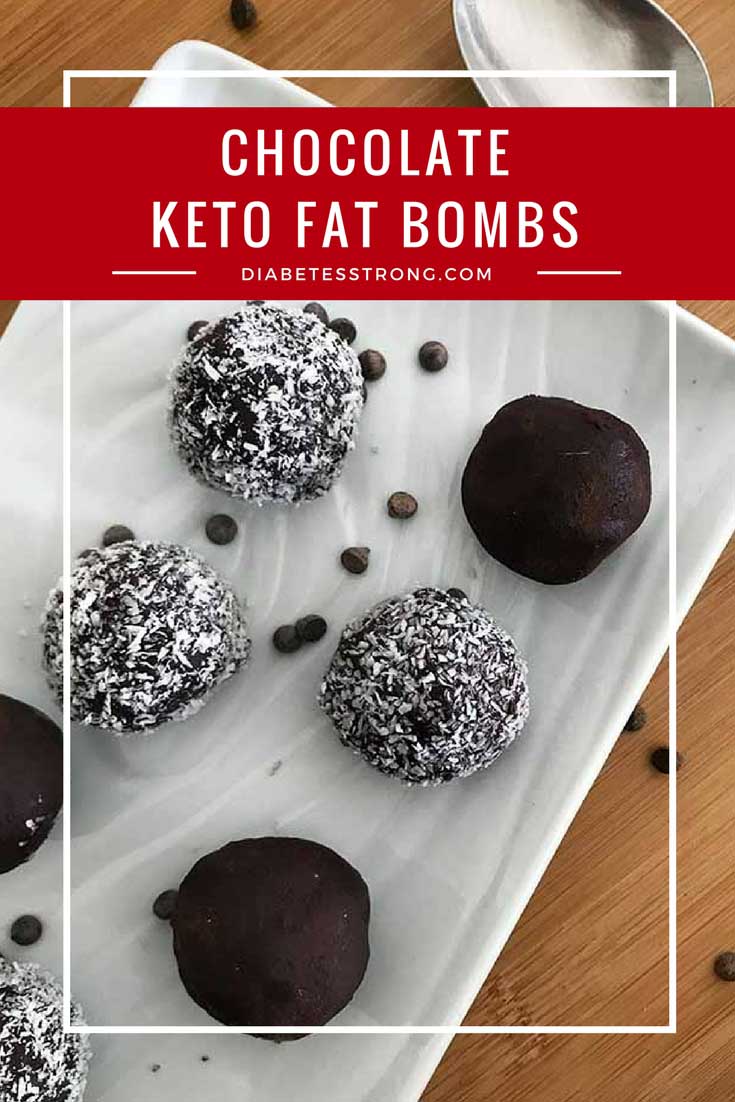 On the keto diet and craving a chocolatey treat? Look no further than these Chocolate Keto Fat Bombs! They’re packed with five sources of healthy fat and contain only 4 grams of net carbs per serving #keto #ketorecipes #ketofatbomb #fatbombs #ketogenic #diabetesdiet #diabetesrecipes #diabeticdiet #diabeticfood #diabeticrecipe #diabeticfriendly #lowcarb #lowcarbdiet