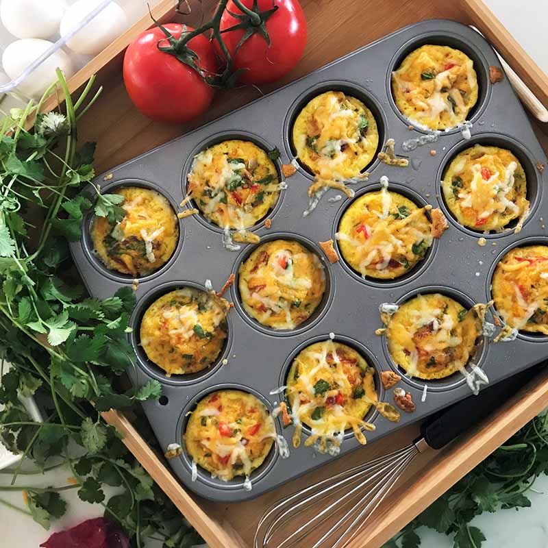Muffin pan with keto egg muffins