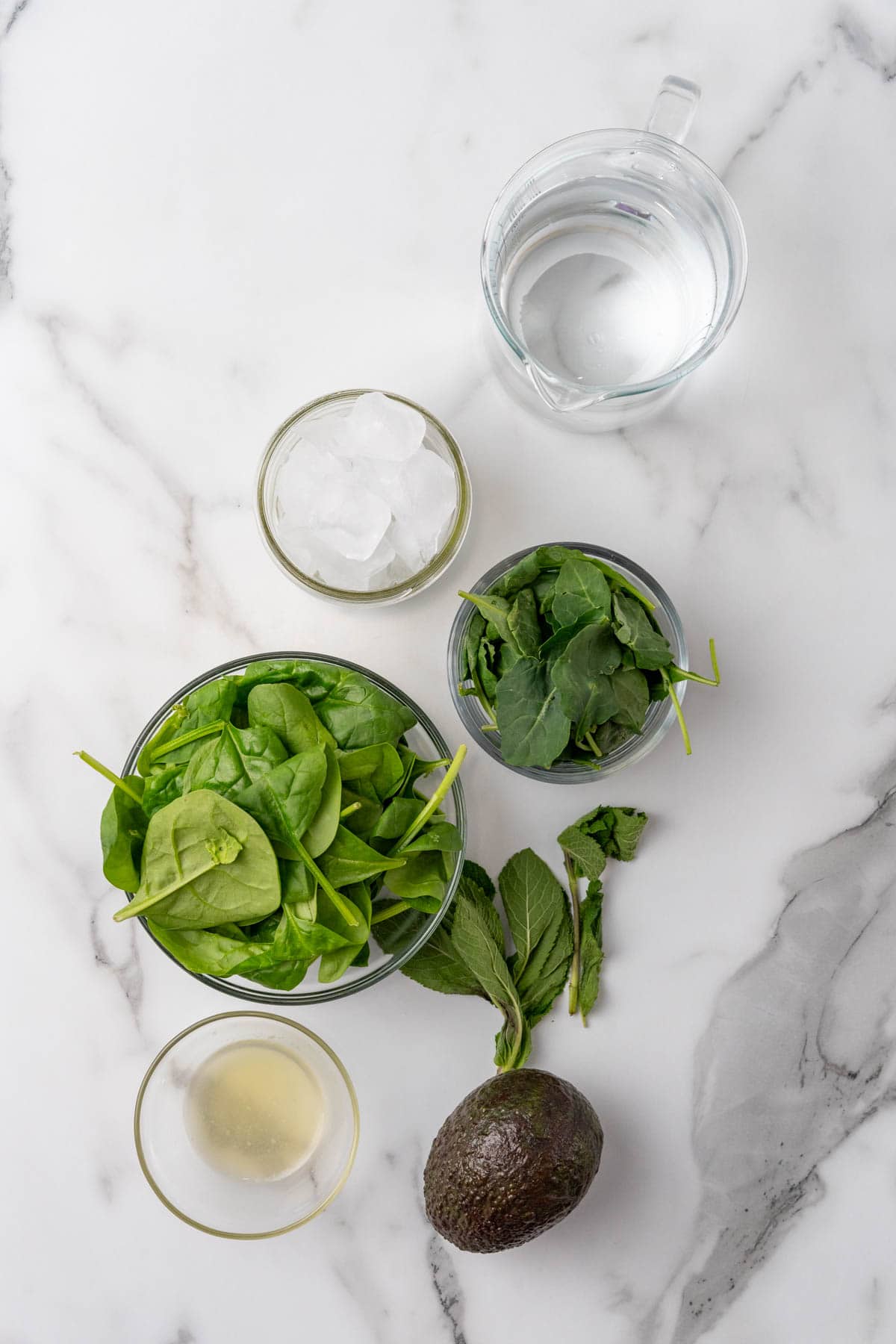 Ingredients for the avocado smoothie on a table