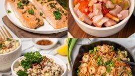 Collage of diabetes-friendly seafood recipes