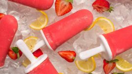 Healthy strawberry lemonade popsicles
