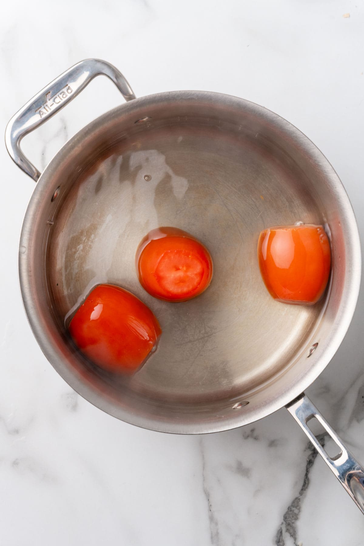 Tomatoes in boiling water