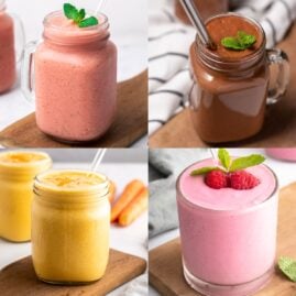 Collage of low-carb smoothies for diabetics