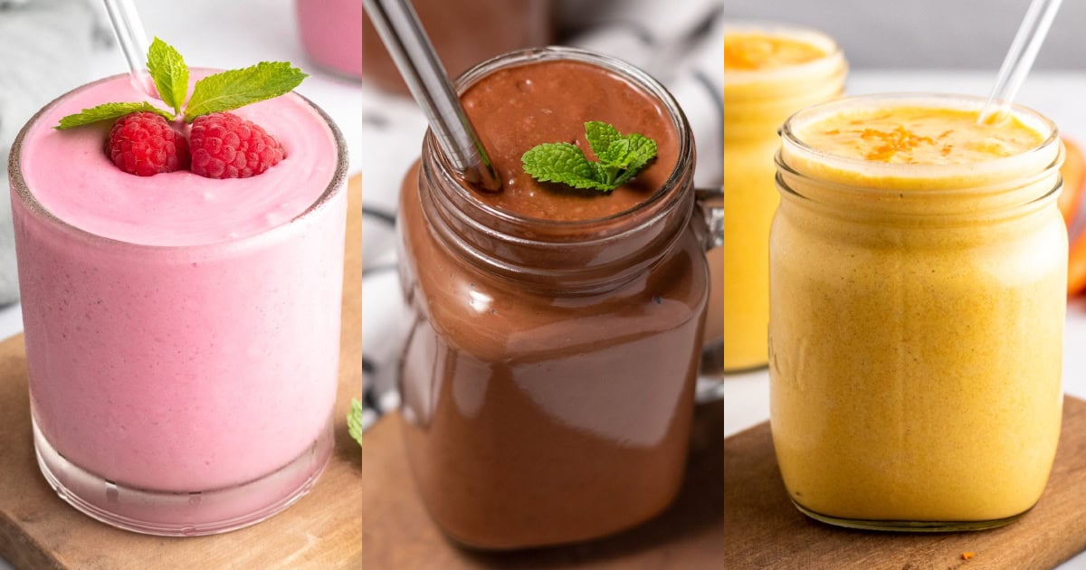 Collage of three low-carb smoothies for diabetics