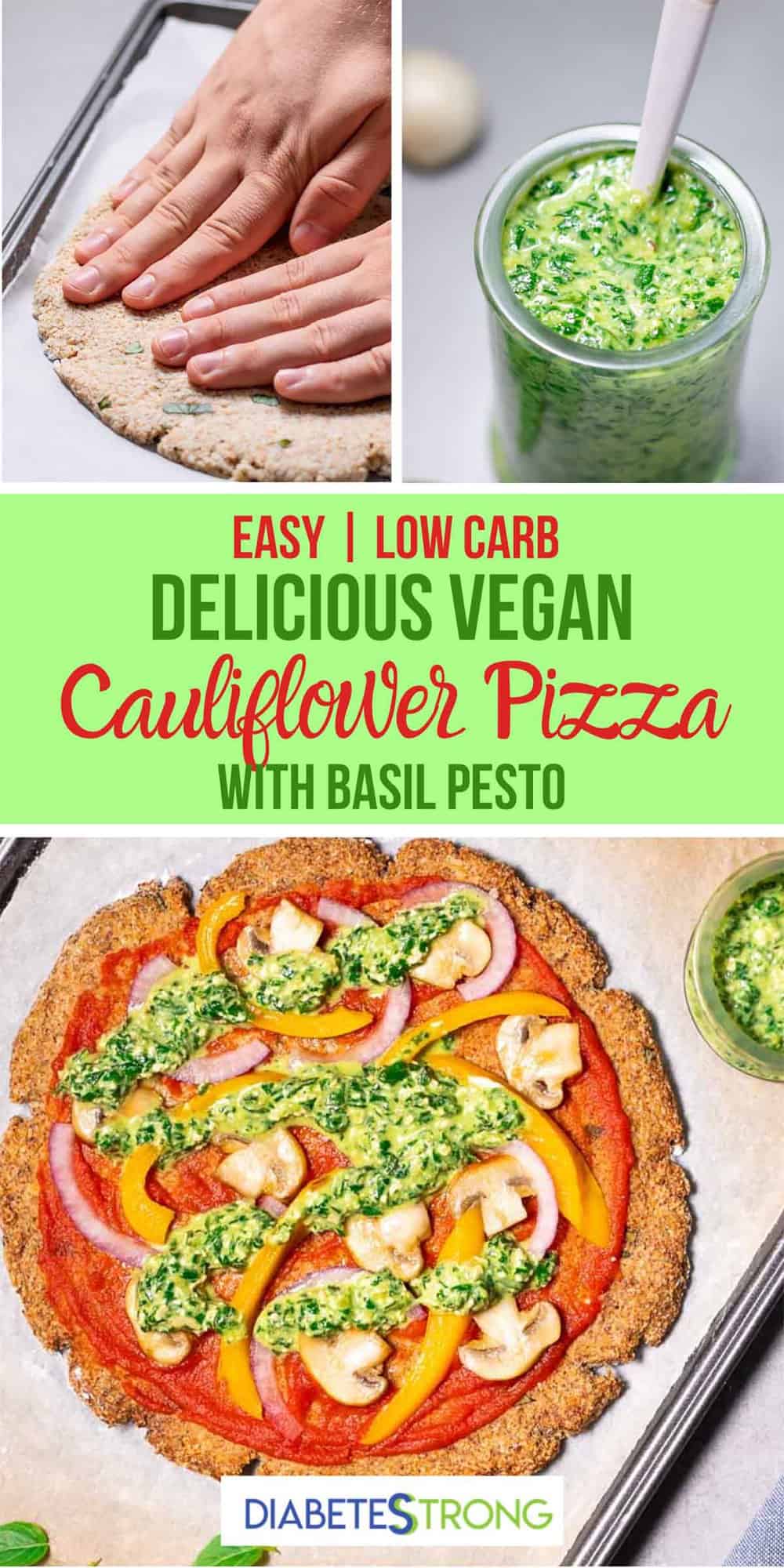 Vegan Cauliflower Pizza with Basil Pesto Diabetes Strong