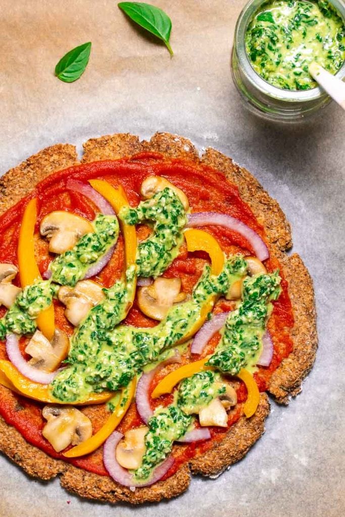 Vegan Cauliflower Pizza with Basil Pesto Diabetes Strong