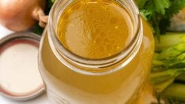 Chicken Bone Broth in a glass jar