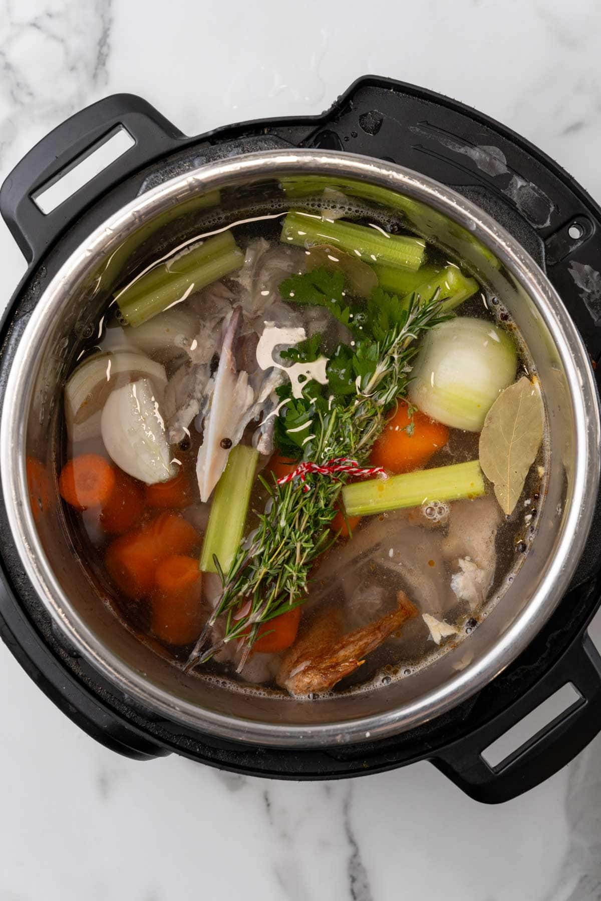 All the ingredients in an Instant Pot