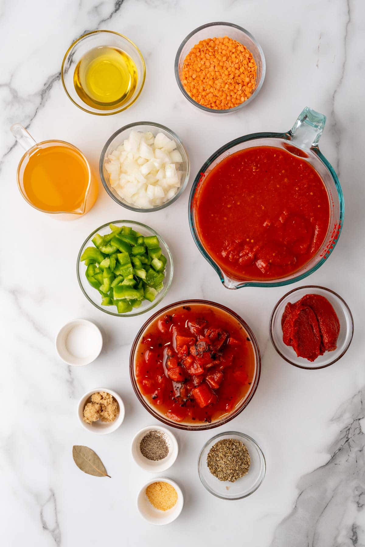 Ingredients for the sauce in individual containers