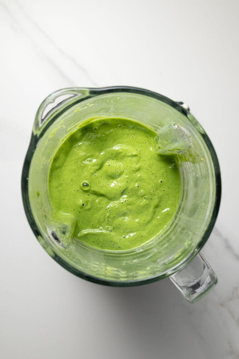 Smooth and creamy smoothie in the blender