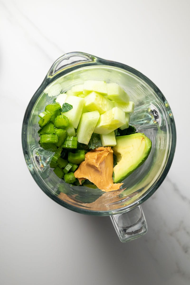 Whole ingredients for the smoothie in the blender