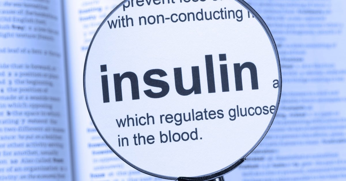 Word "insulin" in a magnifying glass