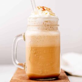 Keto coffe with whipped cream and cinnamon