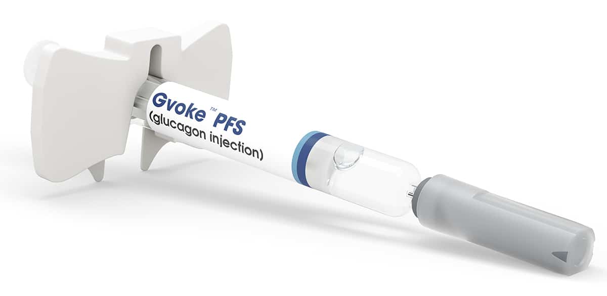 Close-up of a GVOKE syringe