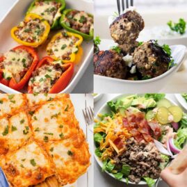 Collage of low-carb ground beef recipes