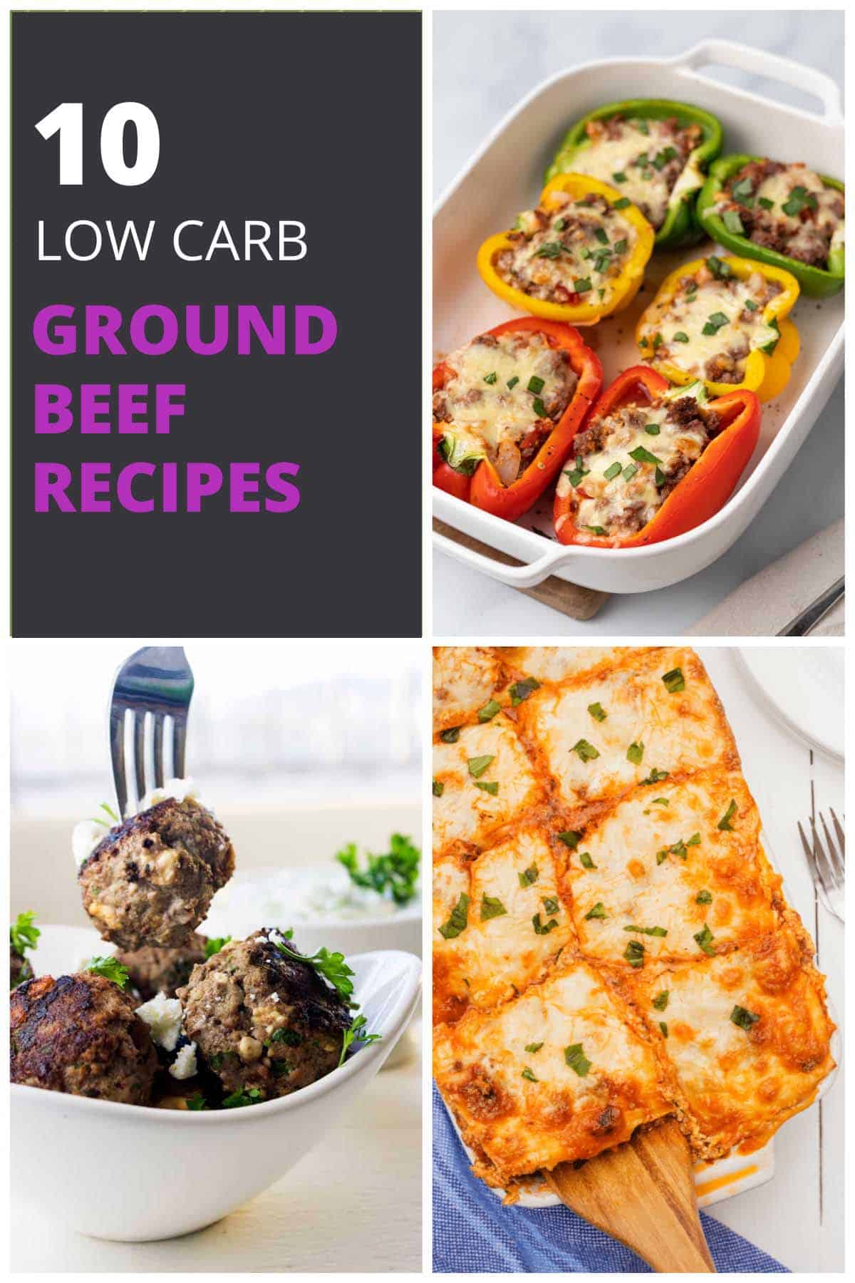 Collage of low-carb ground beef recipes