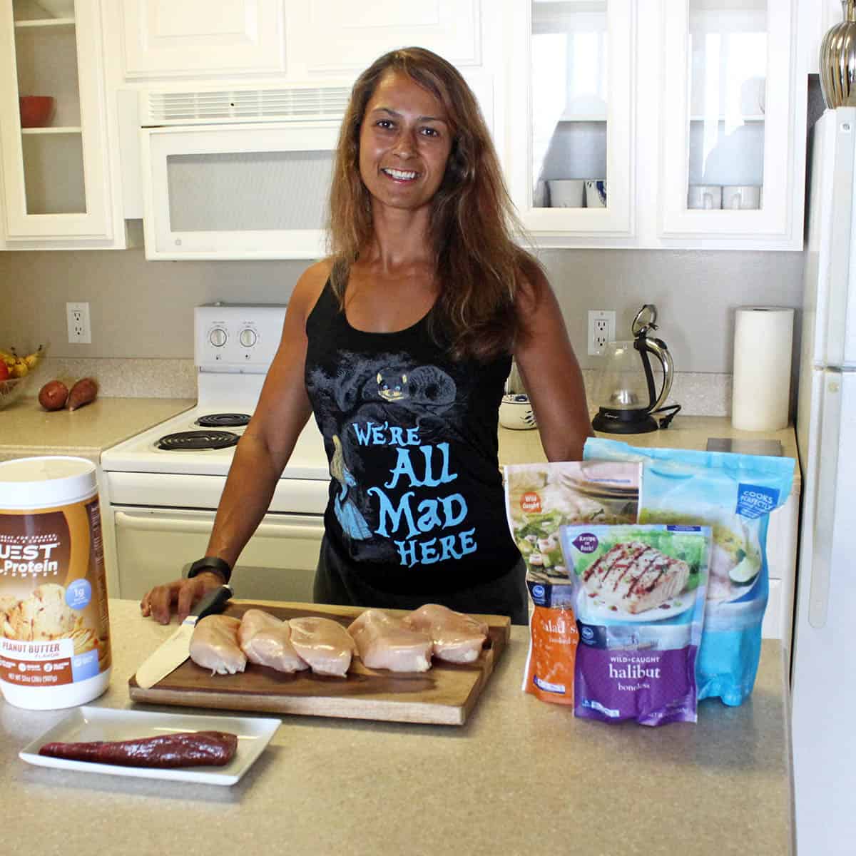 Christel meal prepping in her kitchen