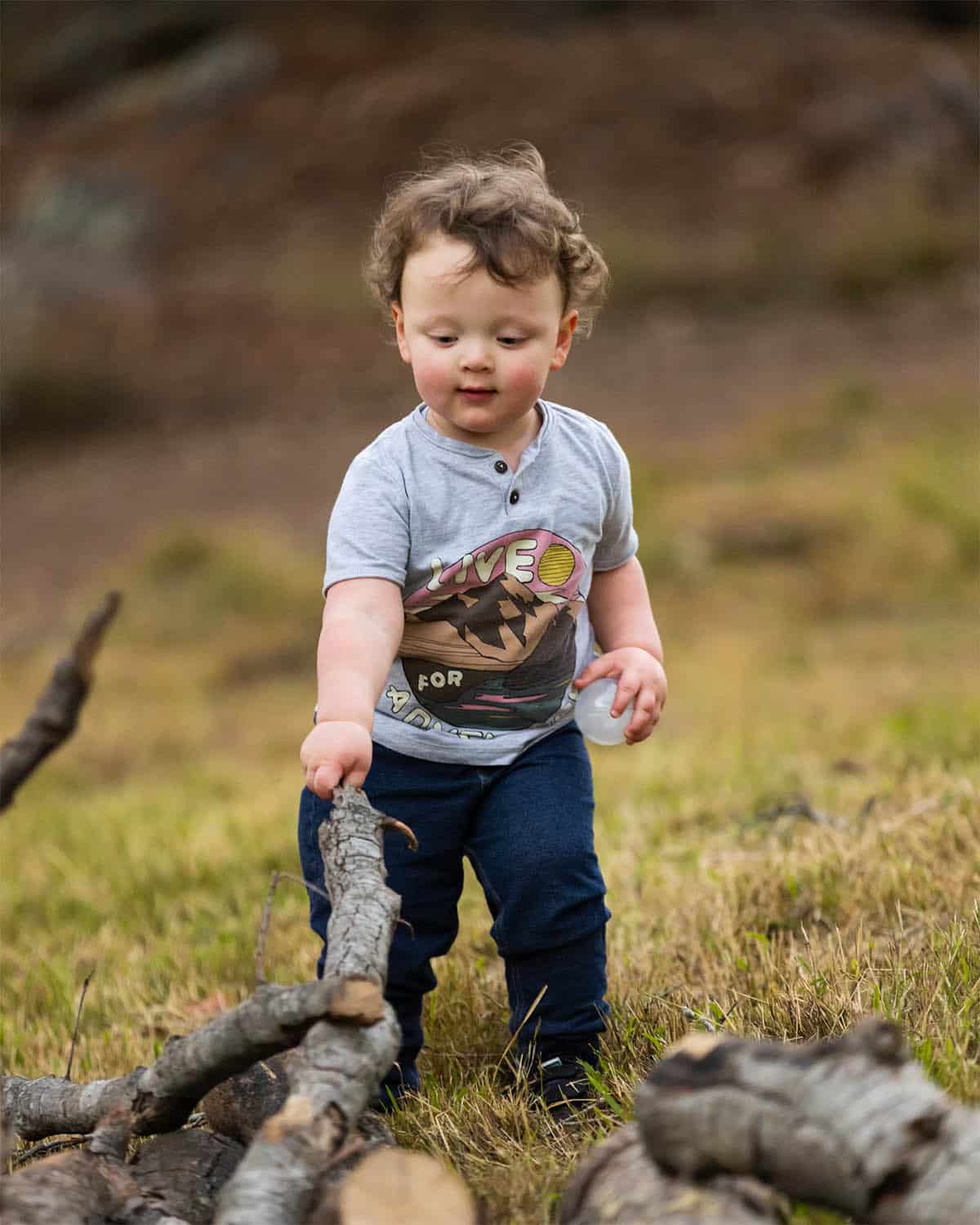 Lukas playing outside