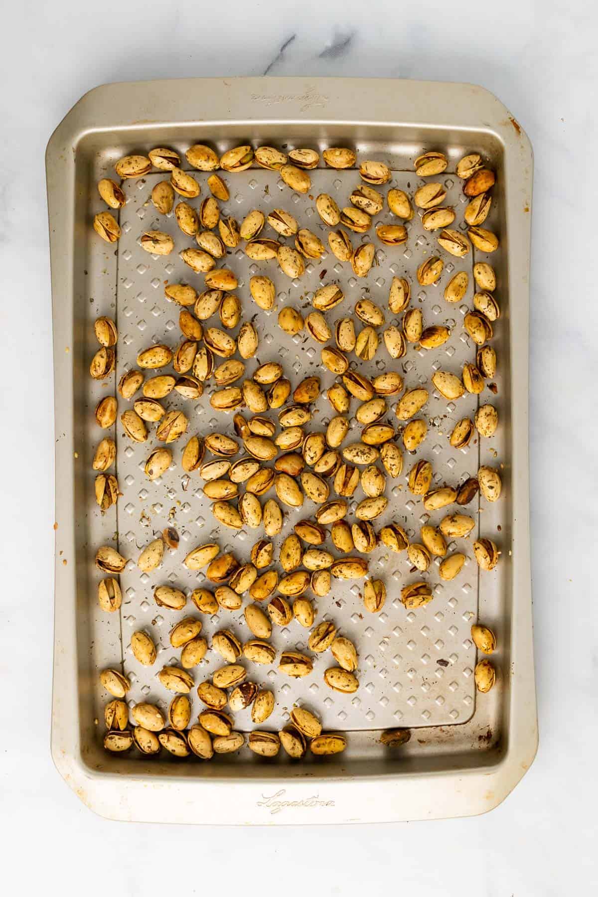 Baked nuts on baking tray