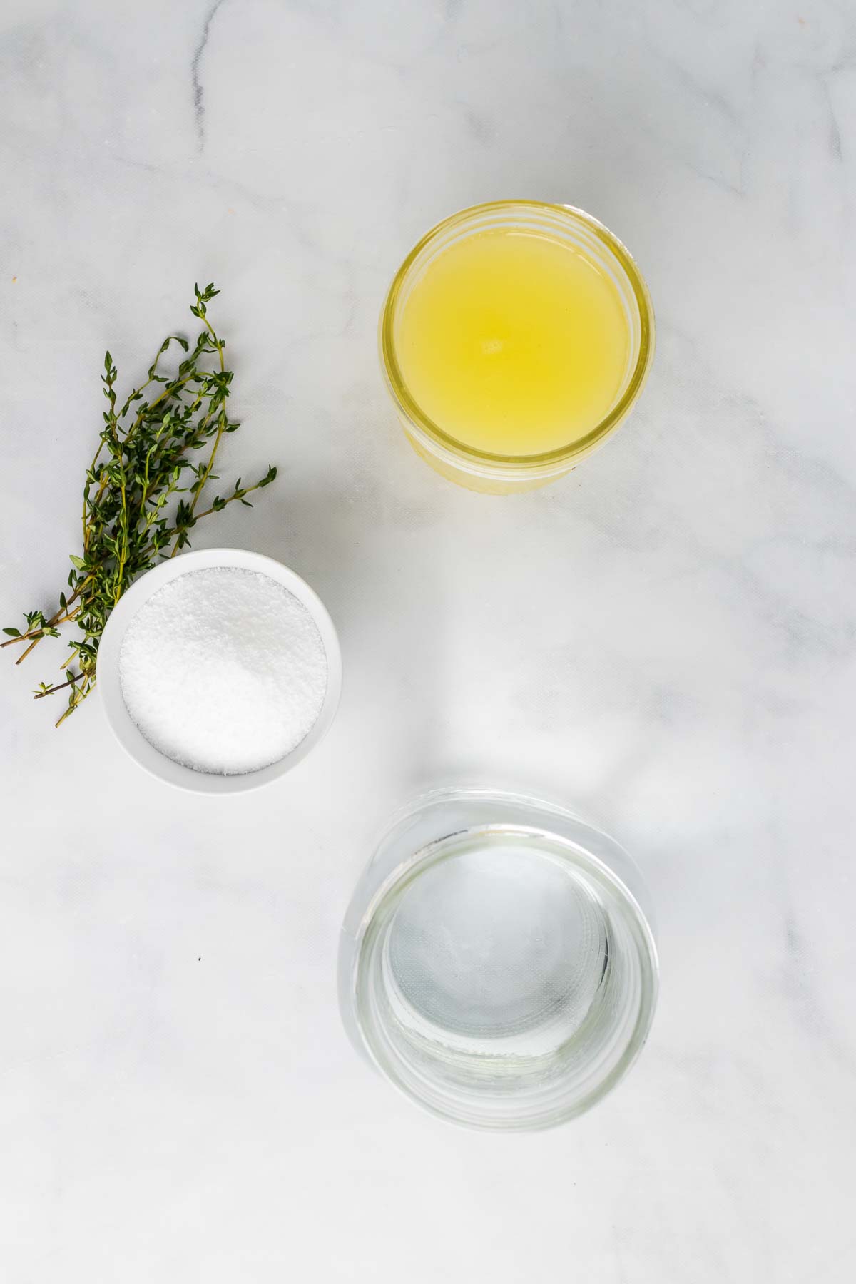 Ingredients for the lemonade on a marble surface