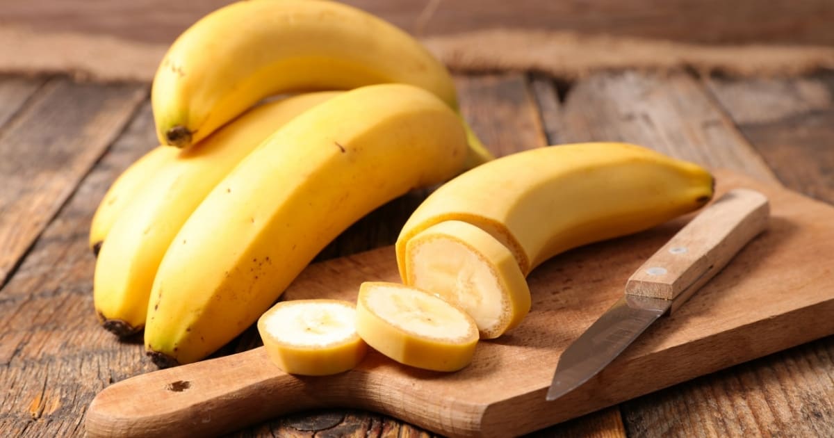 Bananas on a cutting board