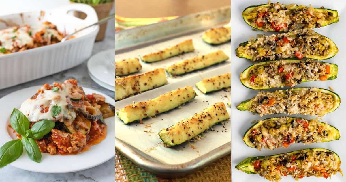 Collage of healthy zucchini recipes