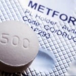 Close-up of metformin pill