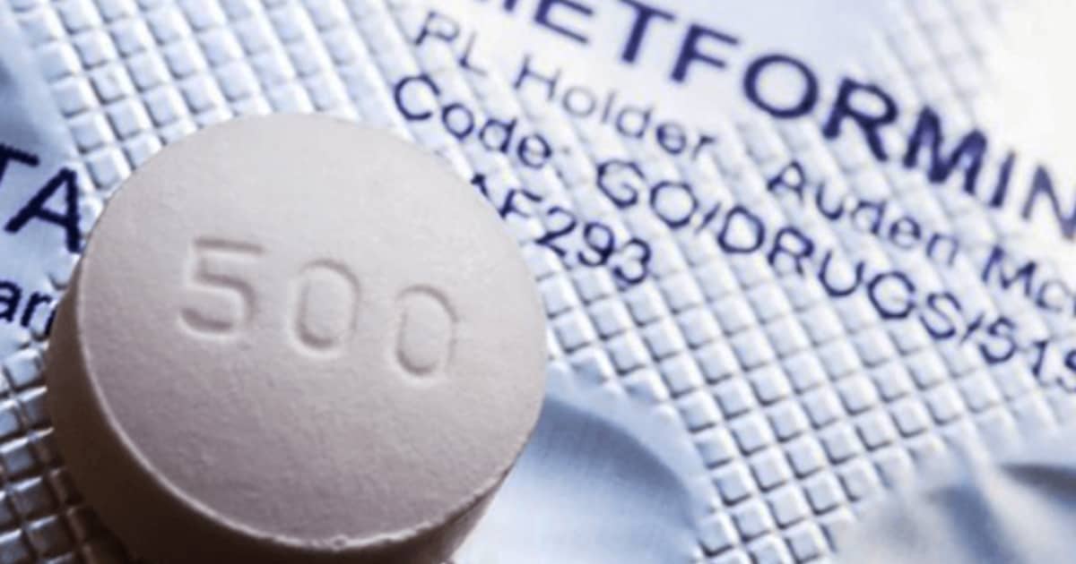 Enlarged view of metformin tablet