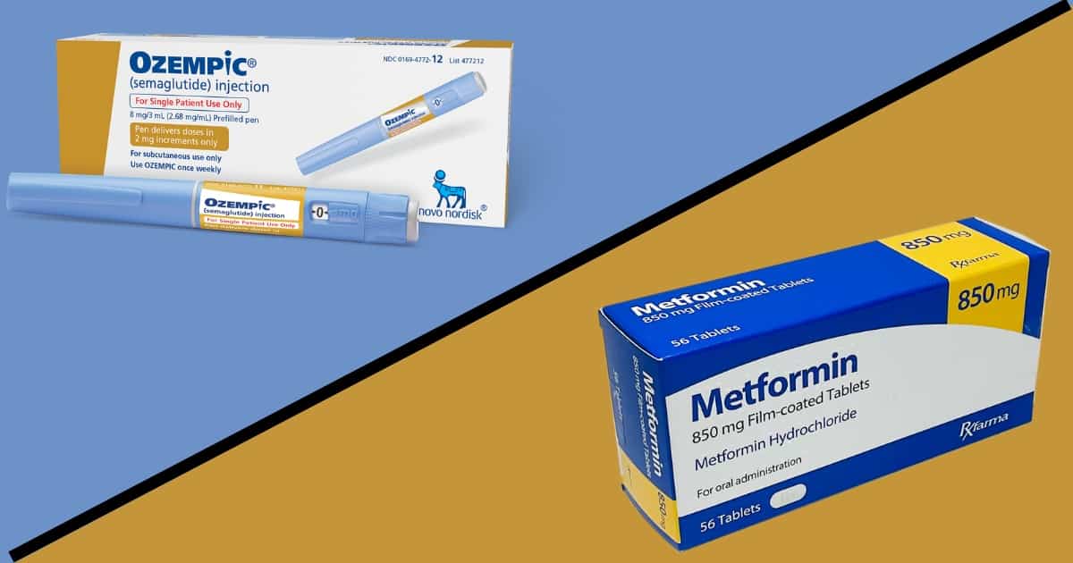 Boxes of Ozempic and metformin