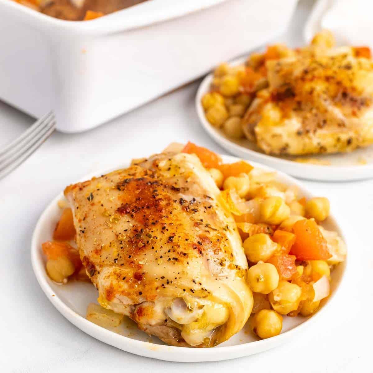 Baked Chicken Thighs with Chickpeas and Tomatoes - Diabetes Strong