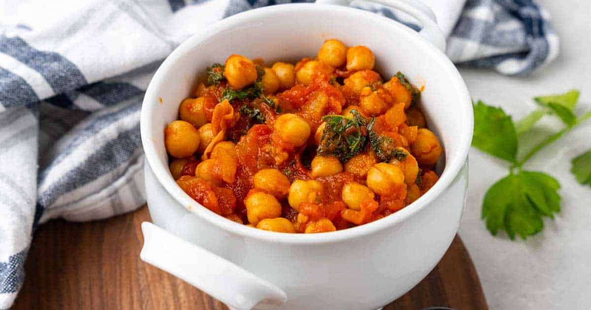 Stewed Chickpeas and Tomatoes with Kale Diabetes Strong