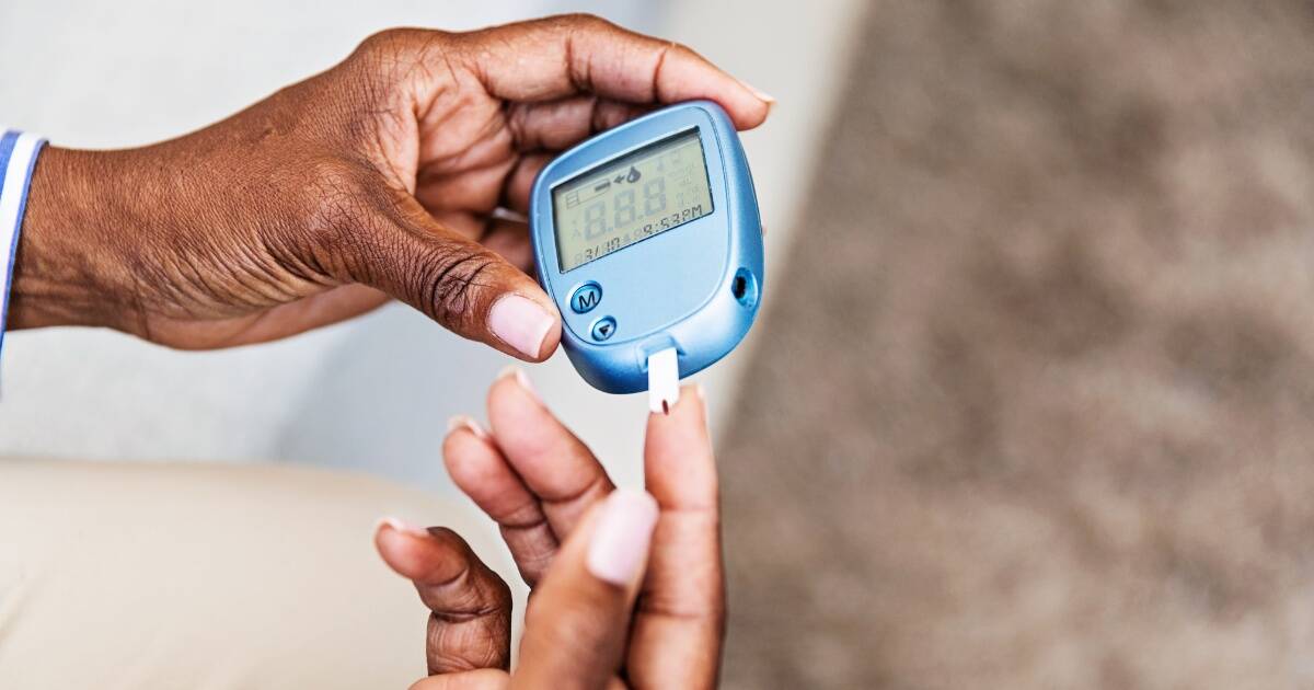 Close-up of a blood glucose test