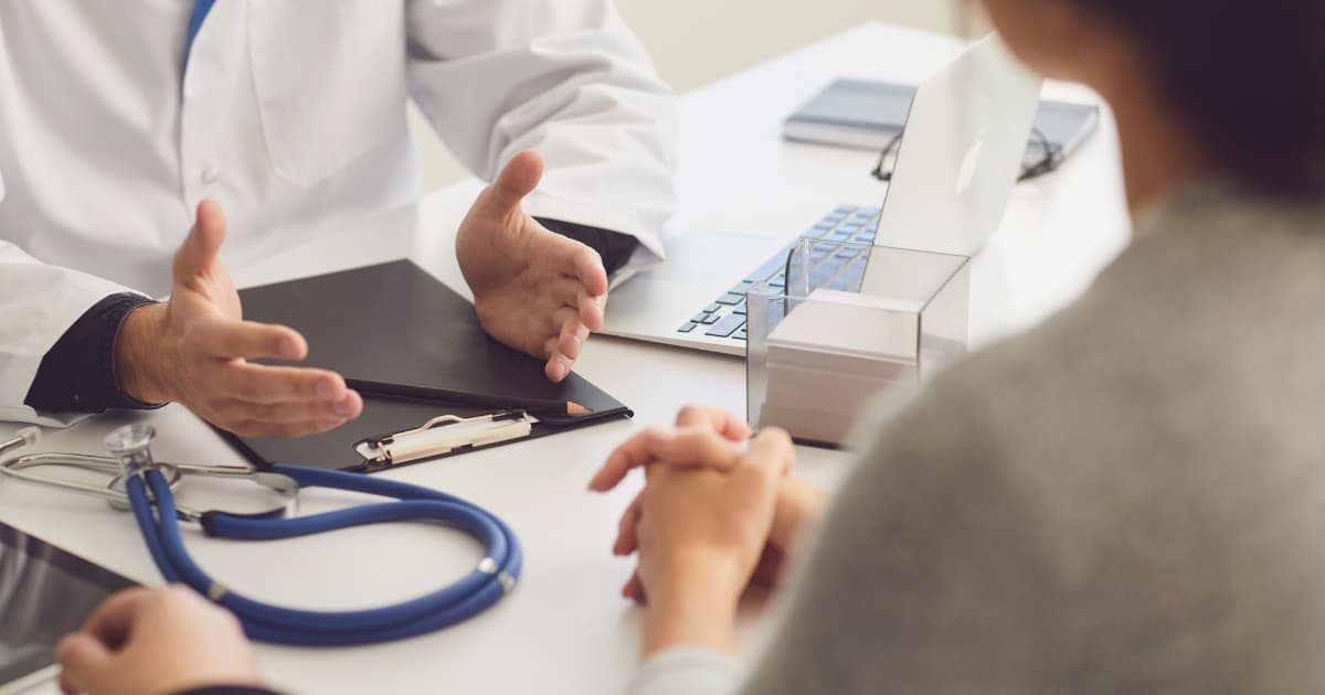 Images of doctors explaining something to patients