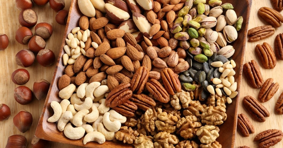 Mixed nuts on a plate
