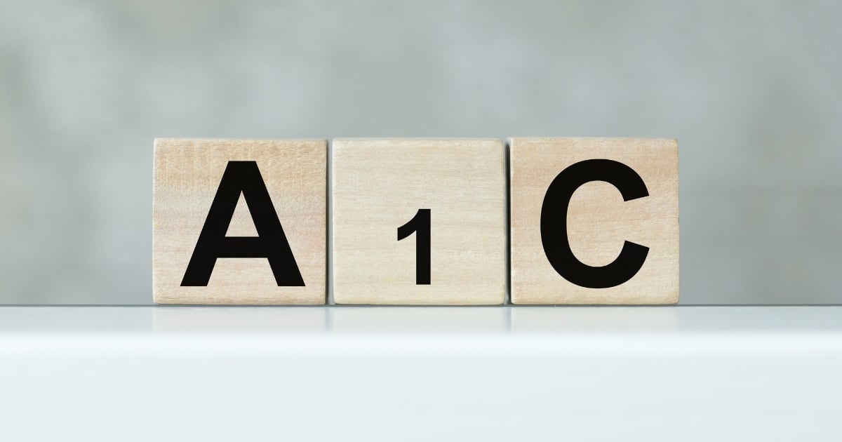Blocks on table spelling out A1c