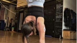 Girl doing handstand