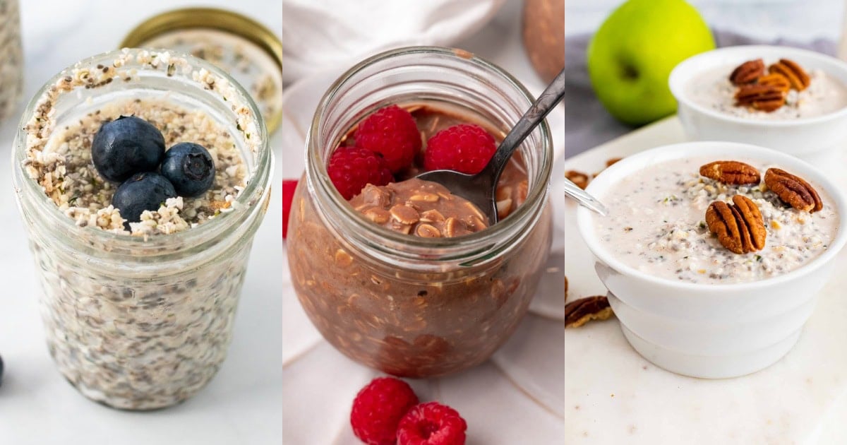 Collage of diabetes-friendly overnight oats