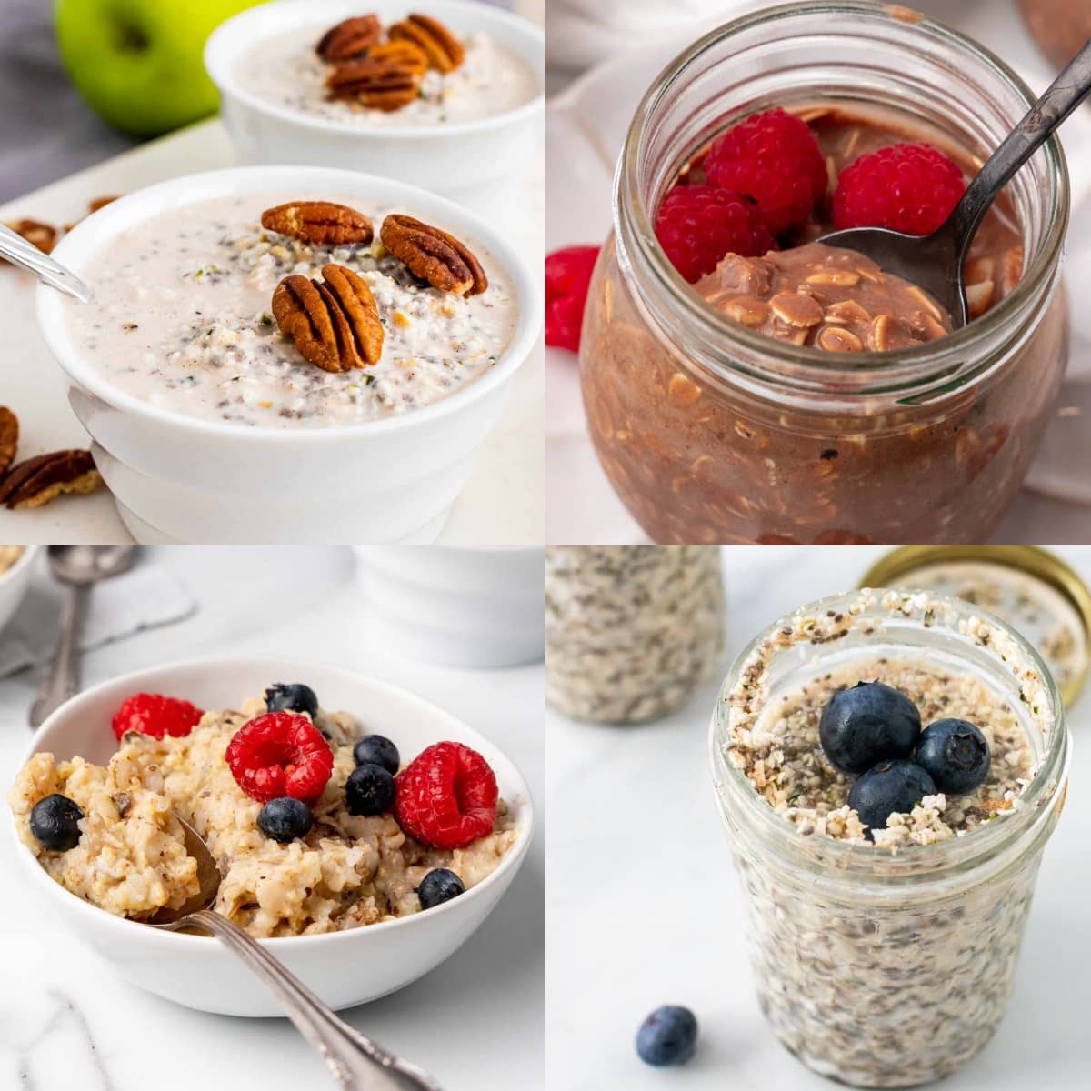 Collage of diabetes-friendly overnight oats