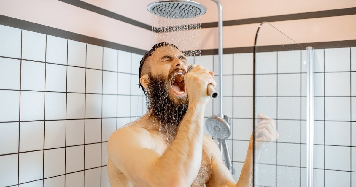 Person with diabetes showering